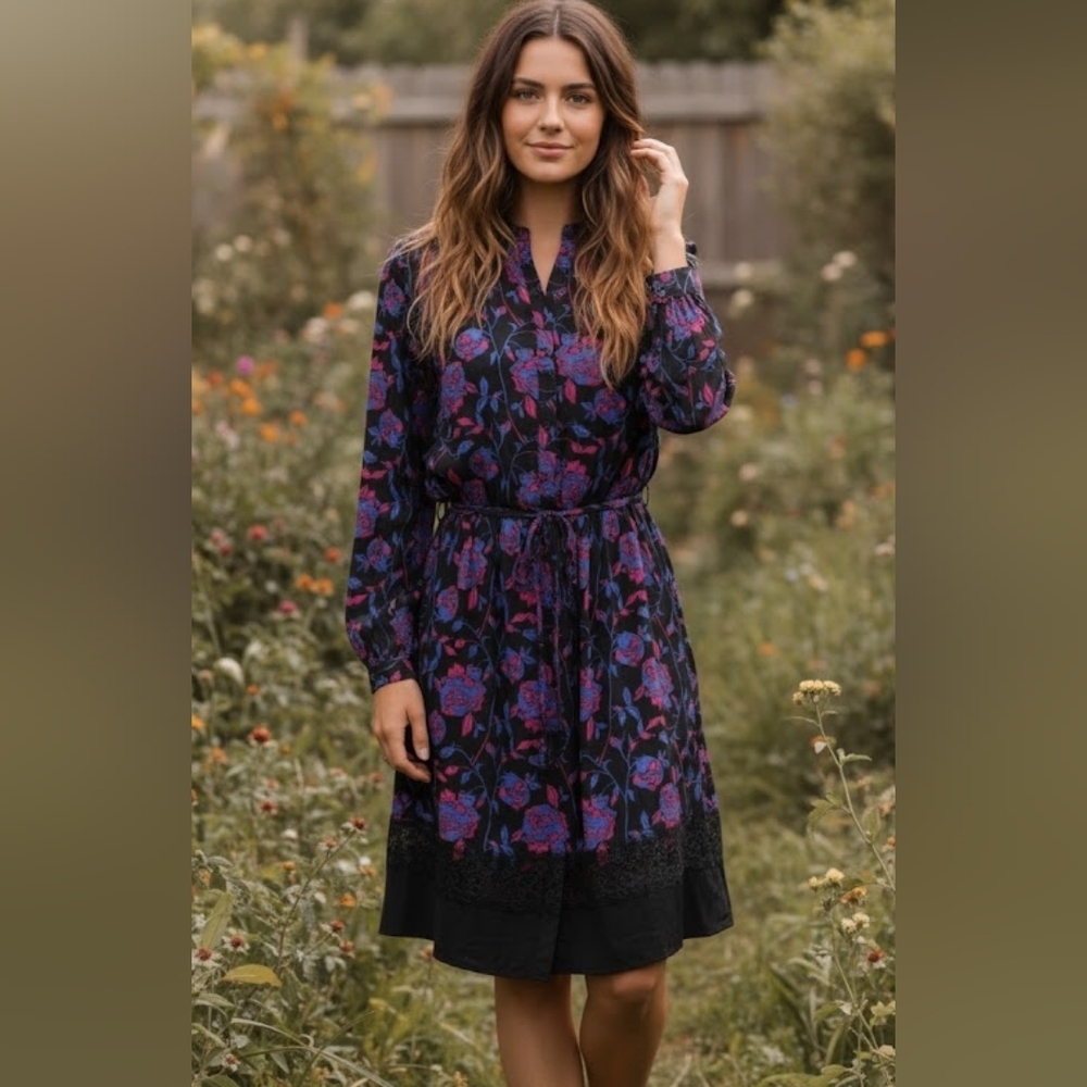 JOE Fresh Rose Print Dress Size M